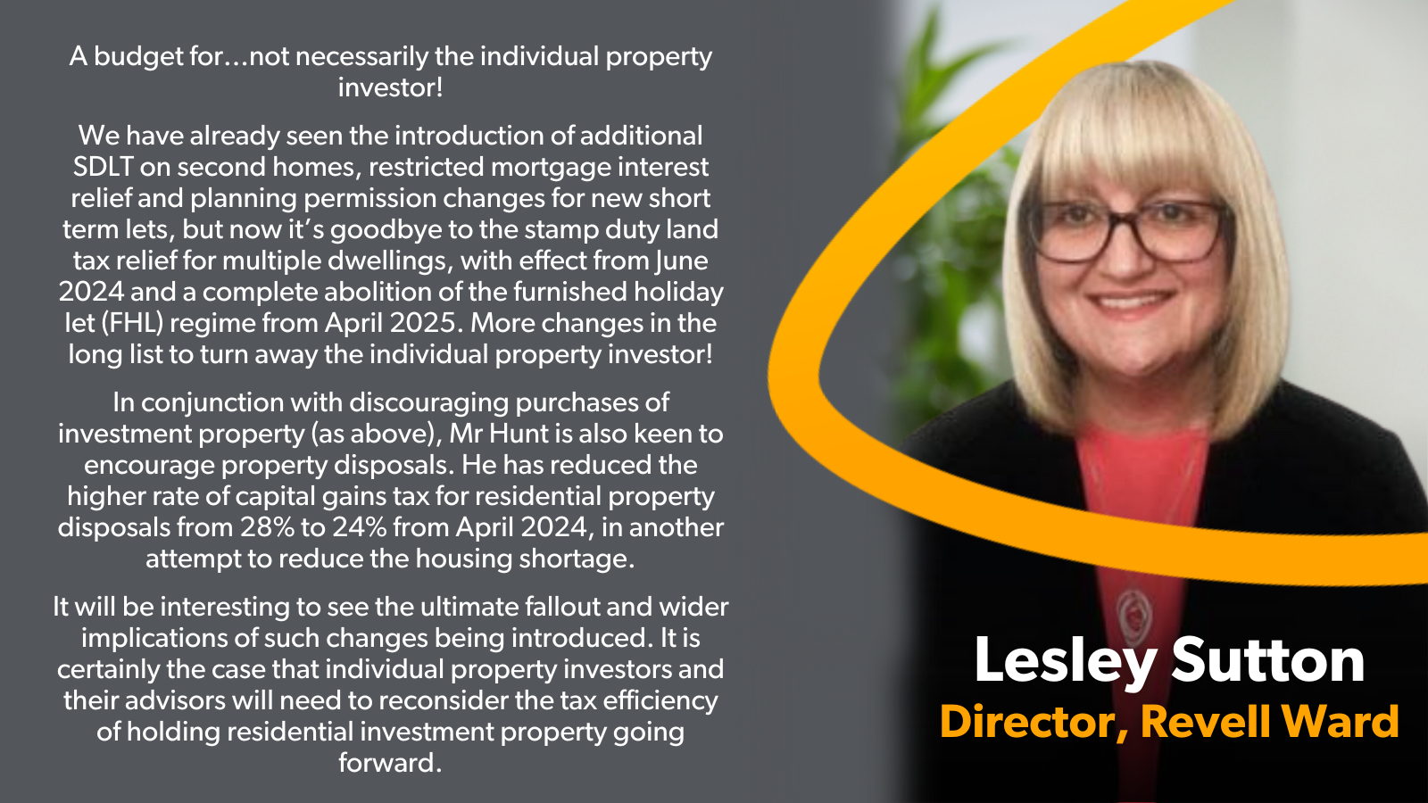 Spring Budget 2024 Expert Comments - Lesley Sutton